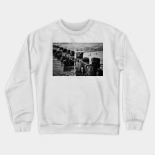 Ocean Ruins In Black And White Crewneck Sweatshirt